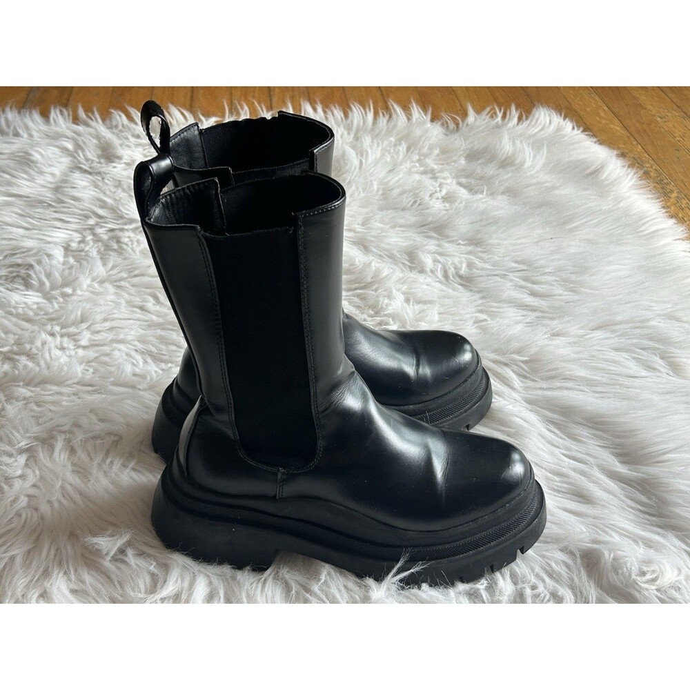 Truffle Collection Women’s Chunky Combat Boots Black Size 7 Faux Leather